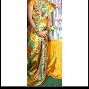 Pure silk saree with multi color stripes with zari